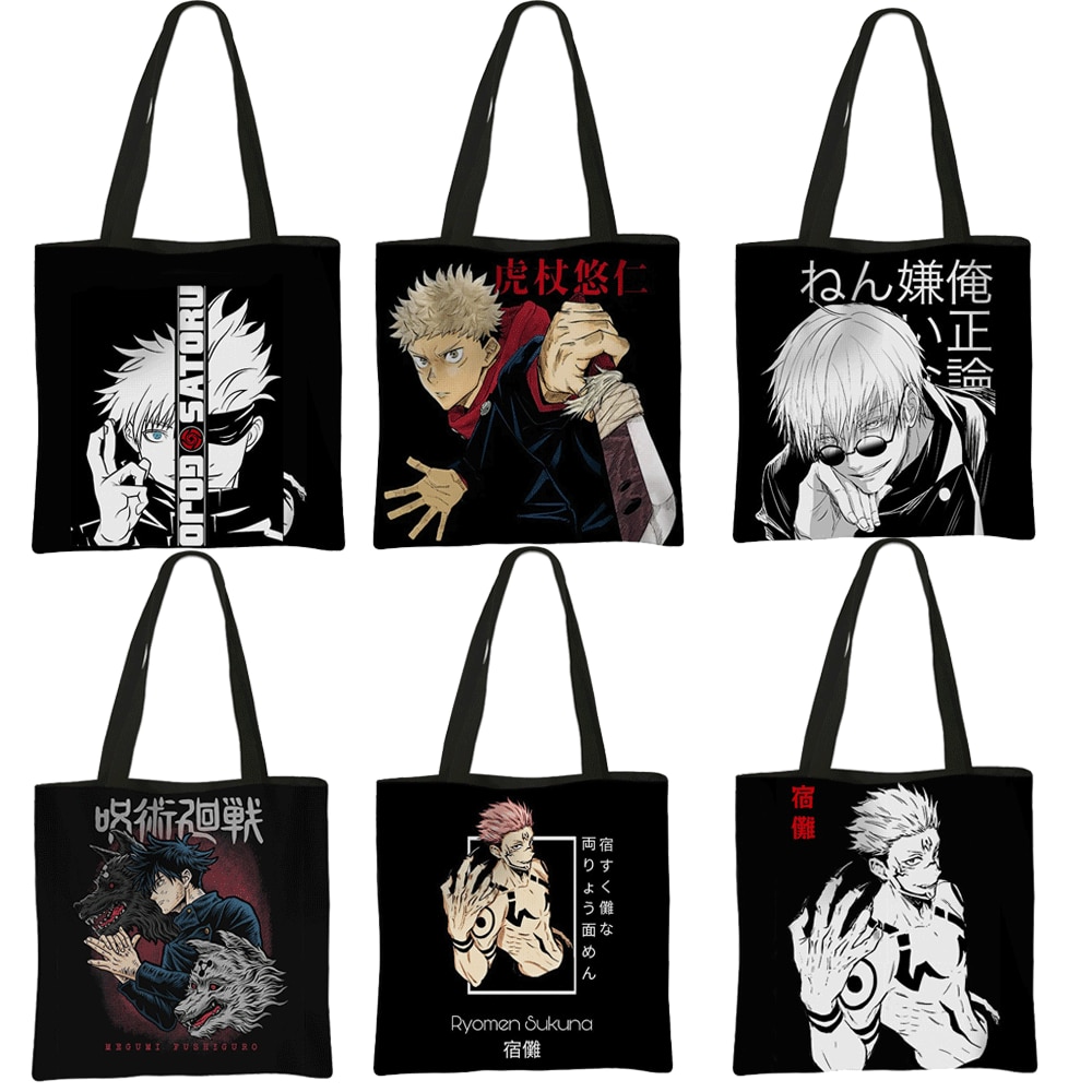 Japanese Anime Jujutsu Kaisen Tote Bags Gojo Satoru Tops Yuji Itadori Girls Shoulder Bag Women Handbag - Jujutsu Kaisen Store