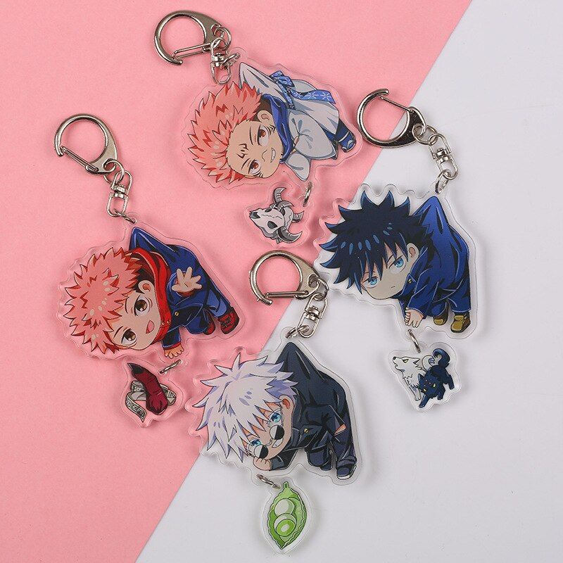 Keychain Woman Jujutsu Kaisen Key Chain Men Acrylic Pendant Keyring Unisex Elegant Key Holder Gojo Satoru 1 - Jujutsu Kaisen Store