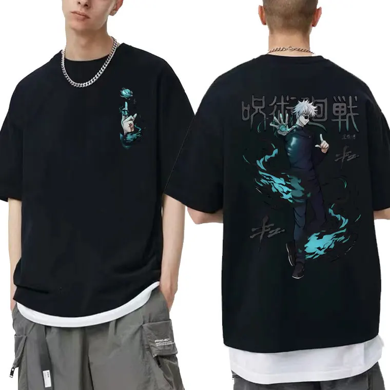 Japanese Anime Jujutsu Kaisen Satoru Gojo Print Tshirt Men Fashion Manga Pure Cotton Short Sleeve T - Jujutsu Kaisen Store