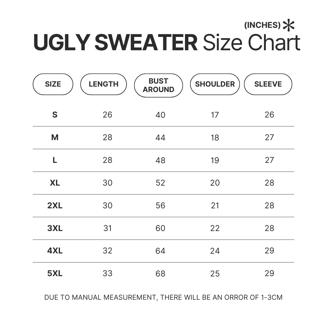 Ugly Sweater Size Chart 1 - Jujutsu Kaisen Store