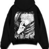GOJO6E A.black hoodie flat back design - Jujutsu Kaisen Store