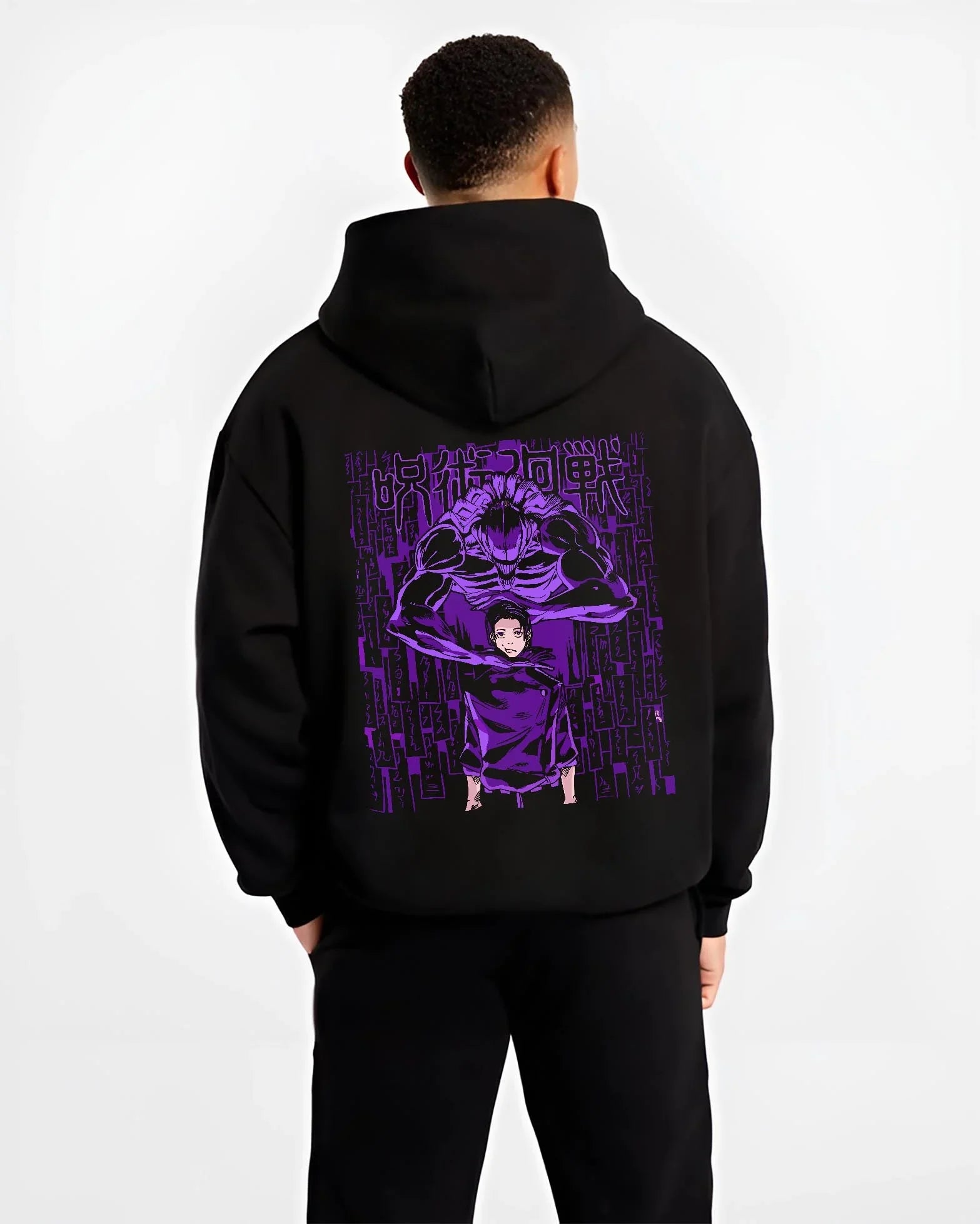 INUMAK B.black hoodie male back view - Jujutsu Kaisen Store