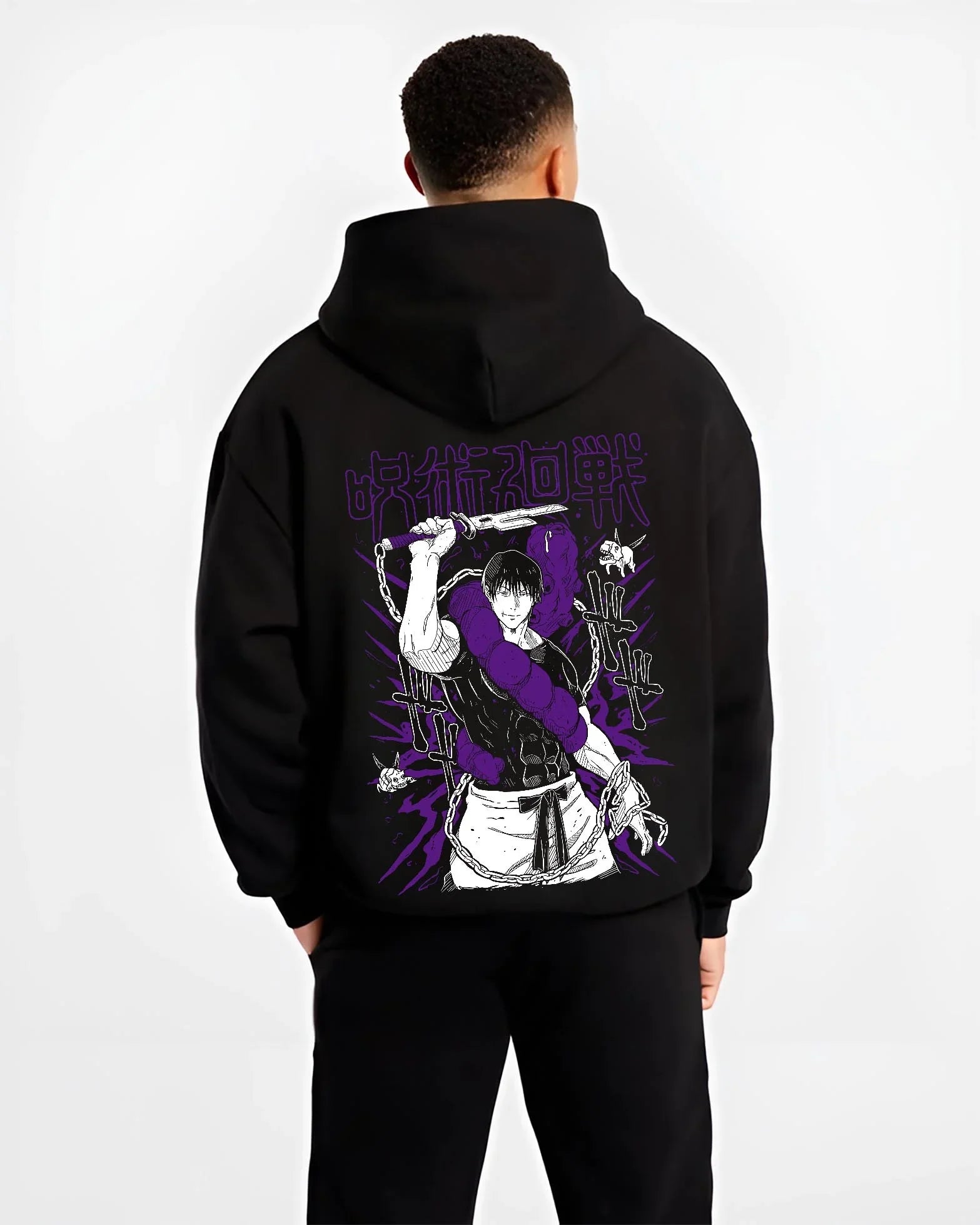 JJKCSP B.black hoodie male back view - Jujutsu Kaisen Store
