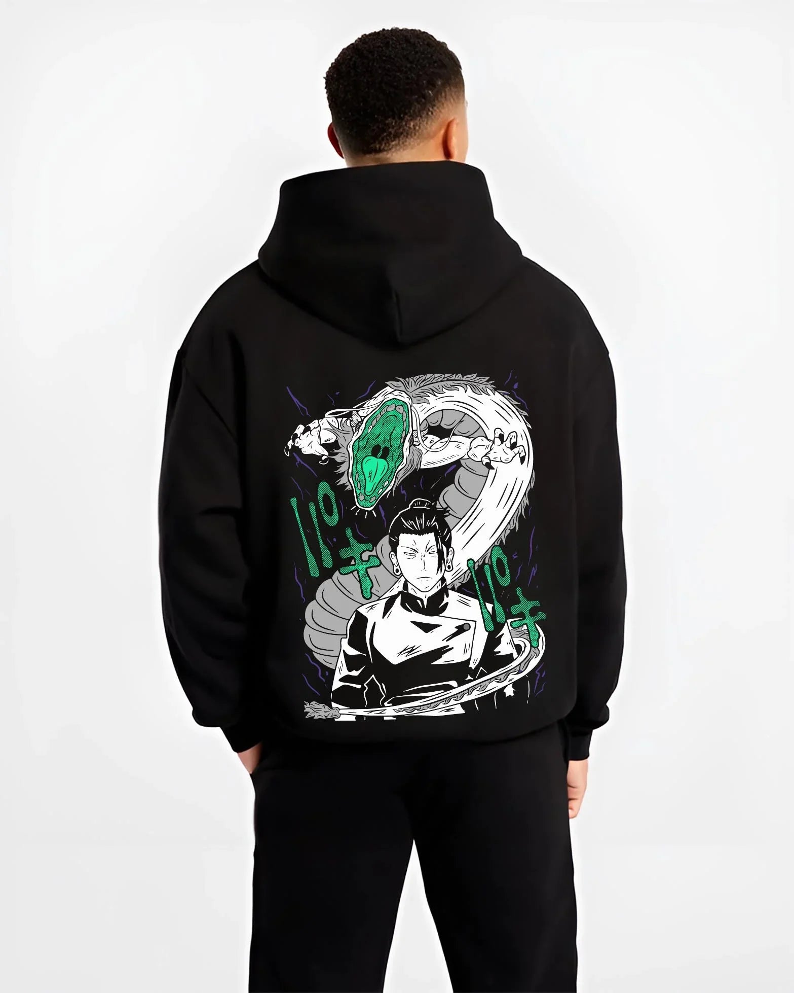 MAHITO B.black hoodie male back view - Jujutsu Kaisen Store