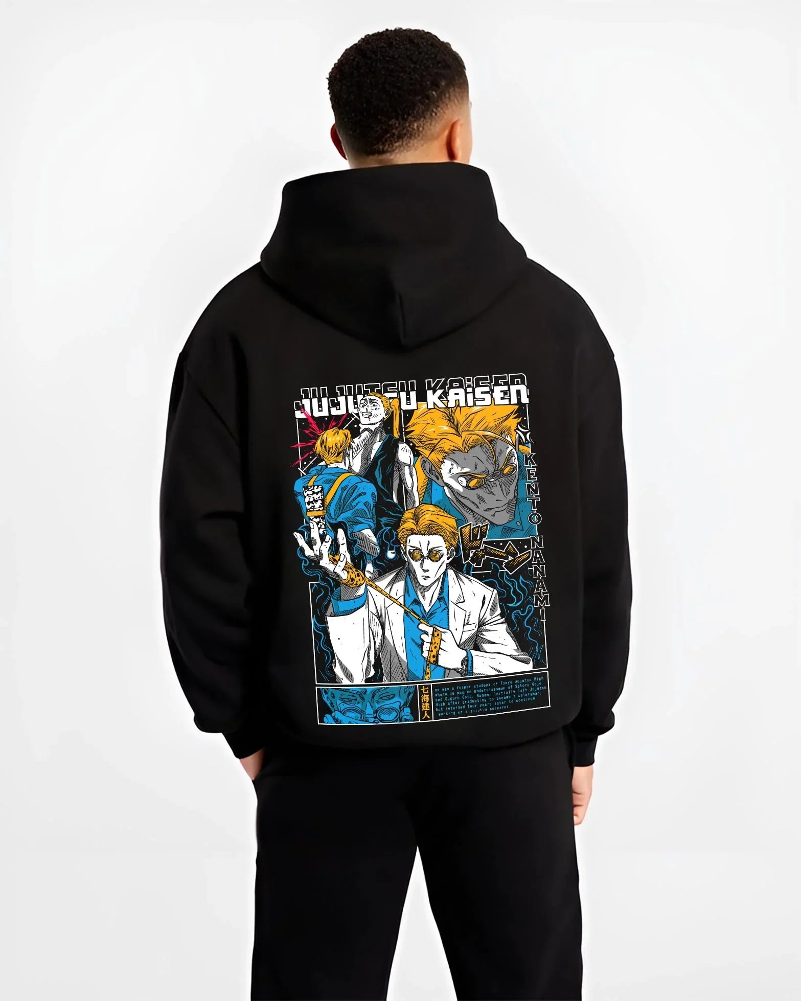 RATIOnn B.black hoodie male back view - Jujutsu Kaisen Store