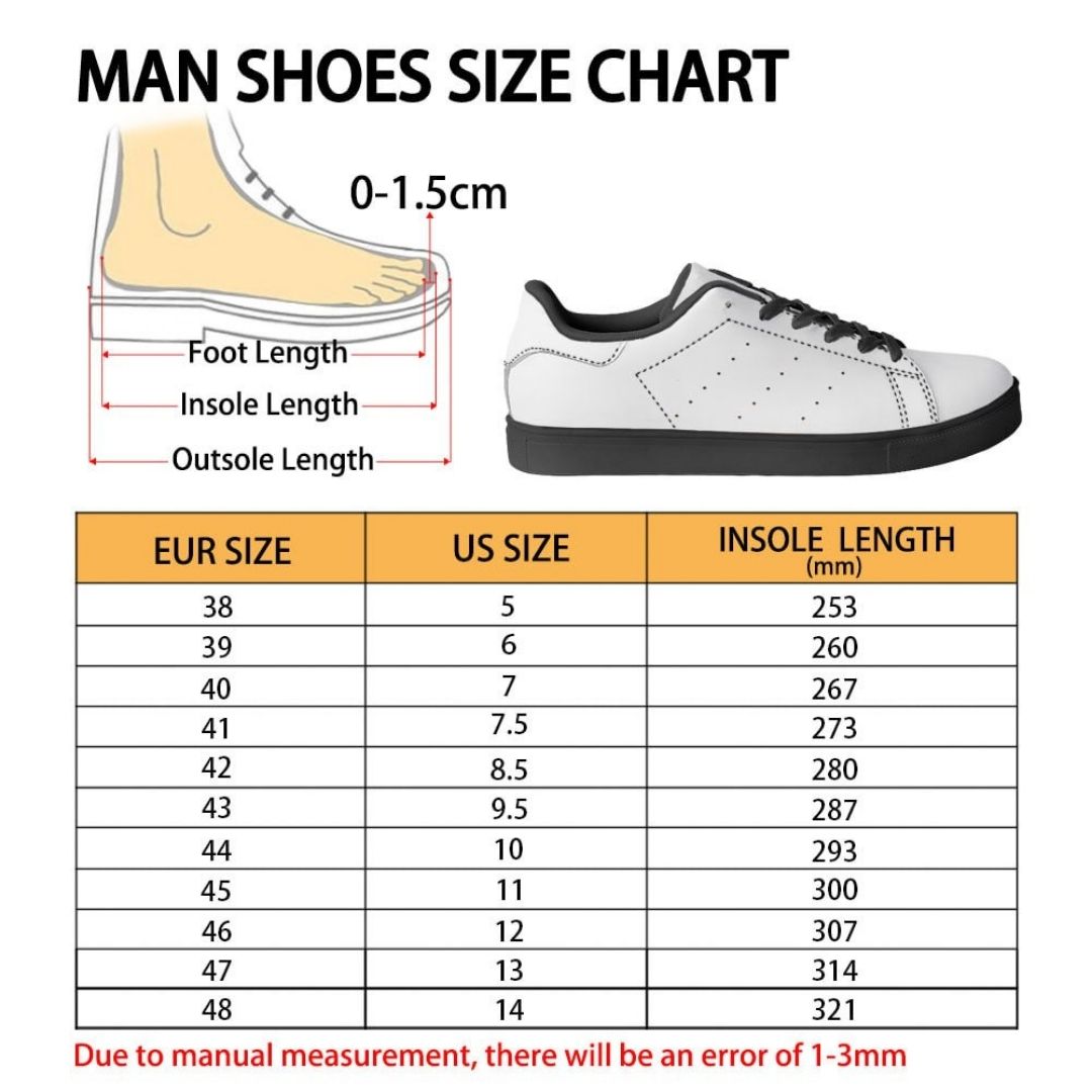 Skate Man Shoes Size Chart - Jujutsu Kaisen Store