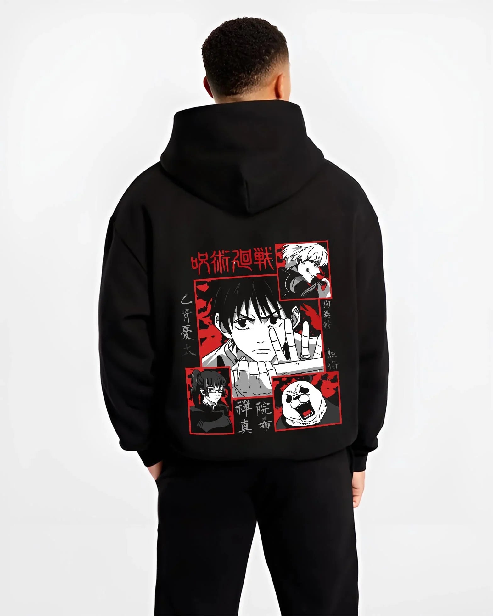 TODOAOI B.black hoodie male back view - Jujutsu Kaisen Store