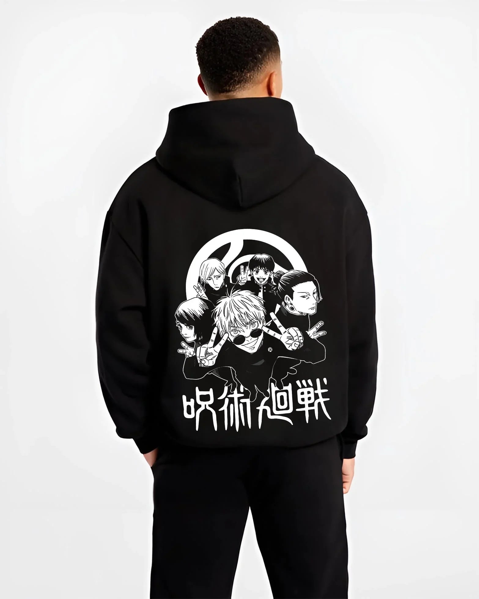 UTAHIM B.black hoodie male back view - Jujutsu Kaisen Store