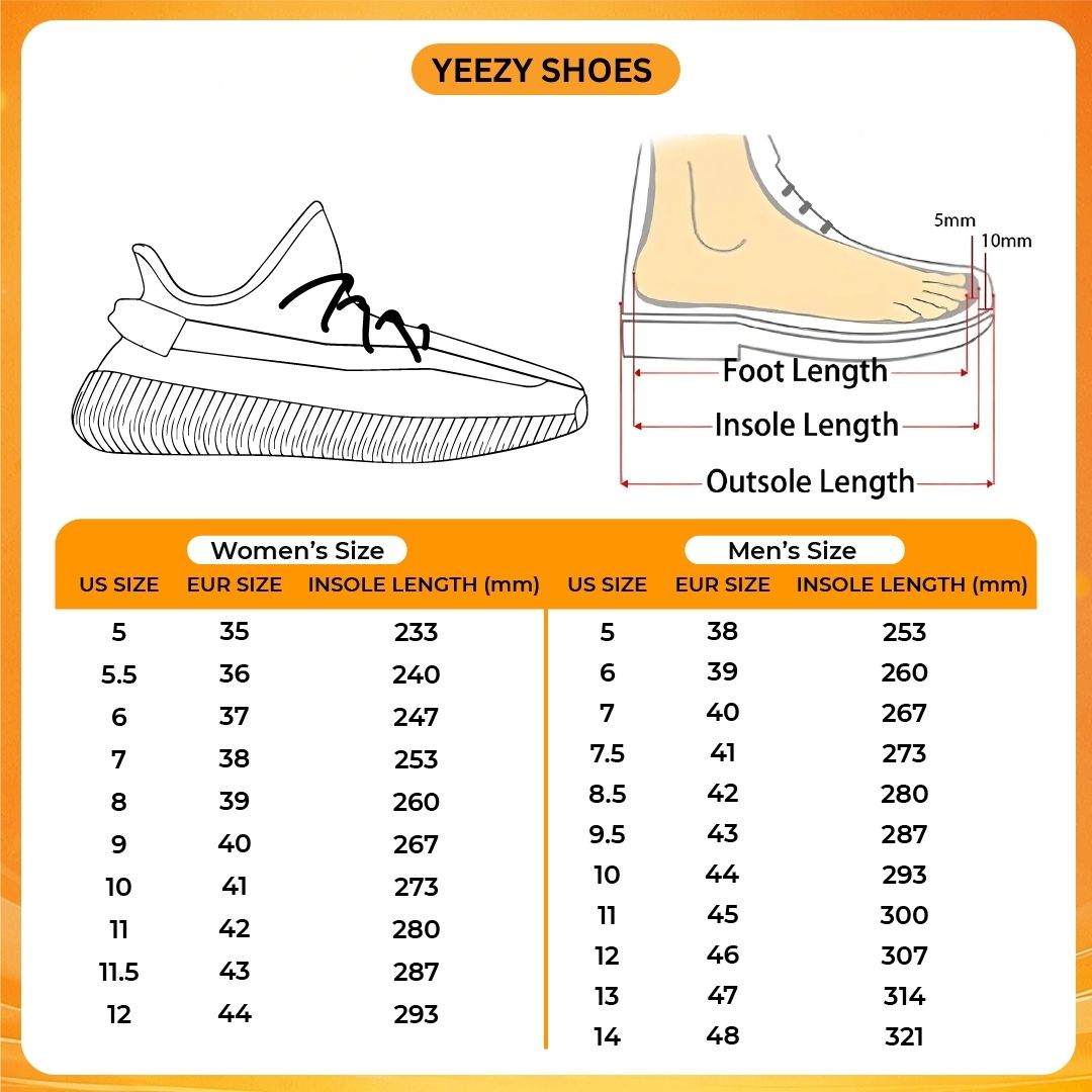 Yeezy Shoes Size Chart - Jujutsu Kaisen Store