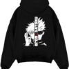 gojo satoru split portrait neon black hoodie flat - Jujutsu Kaisen Store