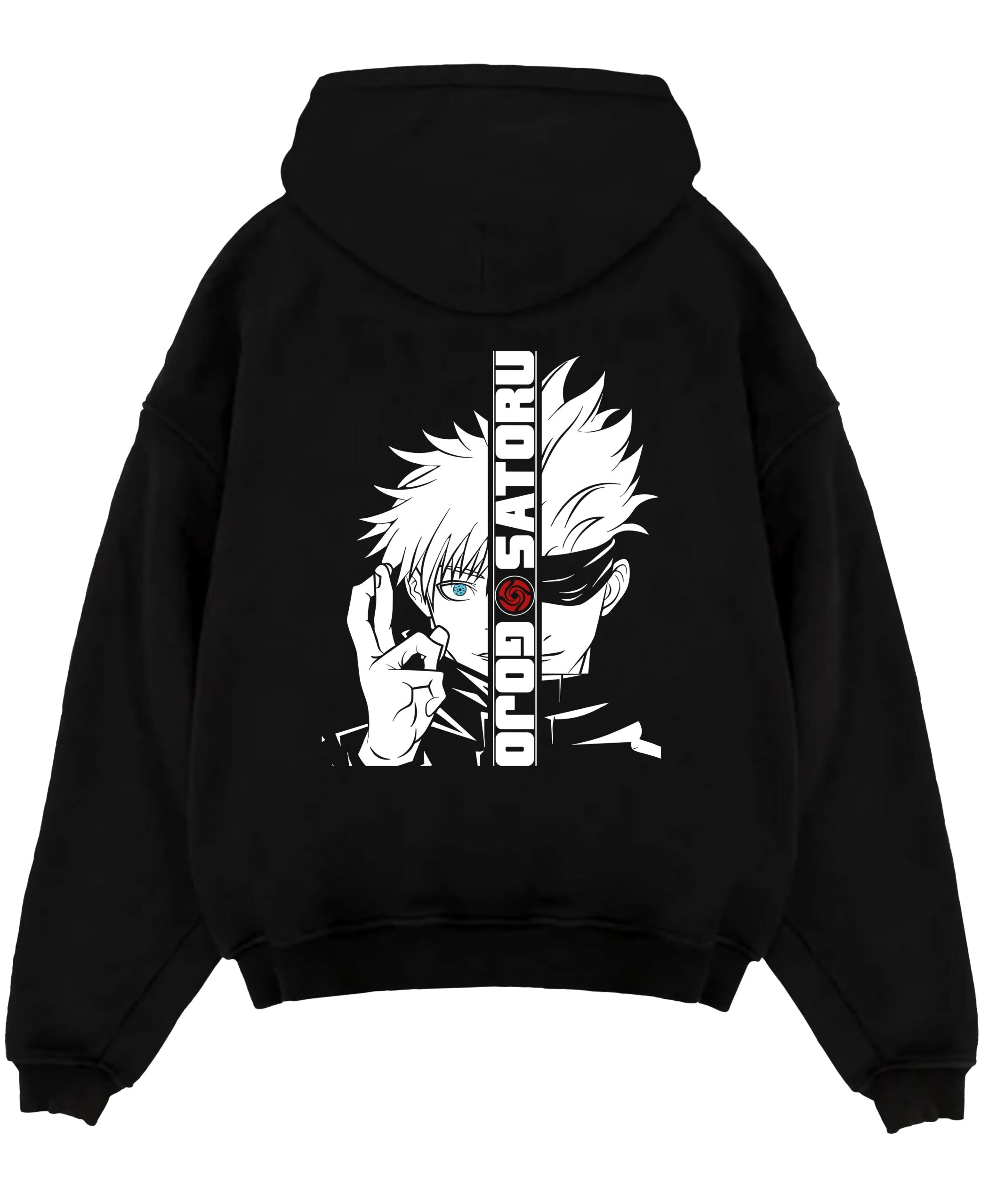 gojo satoru split portrait neon black hoodie flat scaled - Jujutsu Kaisen Store